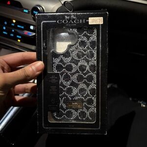 Coach Black and Silver Beaded Phone Case